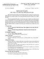 Thông báo số 1 về Hội thảo Giáo dục  biến đổi khí hậu: Kinh nghiệm từ các nước châu Âu và Việt Nam