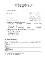 BÀI ÔN TẬP CUỐI NĂM 2010 MÔN ĐỊA LÝ LỚP 4