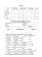 Đề thi Học kỳ II - Môn Tiếng Anh lớp 9 _đề chẵn