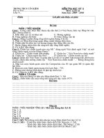 Đề + Đáp án Lịch sử 9 kỳ II