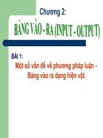 Chương 2: Bảng vào - ra (Input - Output) (Bài 1) pps
