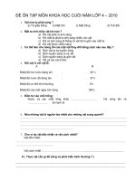 ĐỀ ÔN TẬP CUỐI NĂM MÔN KHOA HỌC LỚP 4 - 2010