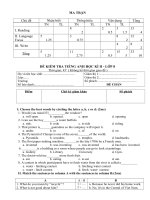 Đề thi Học kỳ II - Môn Tiếng Anh lớp 8 _đề chẵn