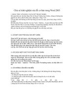 chia sẽ kinh nghiệm sửa lỗi cơ bản trong word 2003