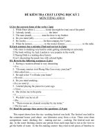 ĐỀ KIÊM TRA 1 TIẾT(4)TIÊNG ANH 8 (HAY)