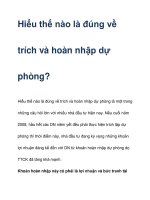 Hiểu thế nào là đúng về trích và hoàn nhập dự phòng? pot