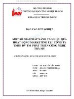 MỘT SỐ GIẢI PHÁP NÂNG CAO HIỆU QUẢ HOẠT ĐỘNG MARKETING TẠI  CÔNG TY TNHH DV TM  PHÁT TRIỂN CÔNG NGHỆ TRÀ MY