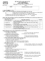 ĐỀ + ĐÁP ÁN THI KỲ II SINH 6 (ĐỀ B)