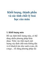 Khối lượng, thành phần và các tính chất lý hoá học của máu docx