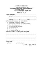 Phiếu đăng kí tham dự Hội thảo khoa học“ Giáo dục biến đổi khí hậu”