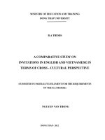 b.a thesis a comparative study on invitations in english and vietnamese in terms of cross cultural perspective