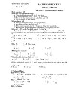 Đề thi HK II + đáp án + biểu điểm (đề số 4)