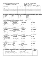 Đề thi HK 2 Tiếng Anh lớp 7 2009-2010 (trắc nghiệm)