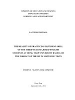 the study the reality of practicing listening skill of the third year major english students at dong thap university basing on the format of the ielts listening tests