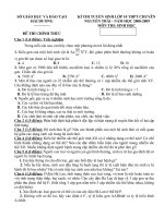 Đề thi tuyển sinh lớp 10 chuyên Sinh tỉnh Hải Dương năm 2008 - 2009 doc