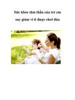 Sức khỏe tâm thần của trẻ em suy giảm vì ít được chơi đùa potx