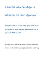 Làm thế nào để nhận ra nhân tài và lãnh đạo họ? doc