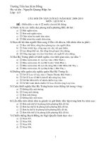Câu hỏi ôn tập LS&DL CK I năm học 2009-2010