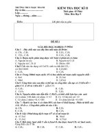 Đề kiểm tra học kì II(Hóa học 9-Đề+Đáp án)