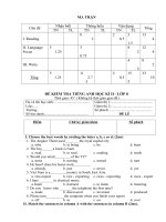 Đề thi Học kỳ II - Môn Tiếng Anh lớp 8 _đề lẻ