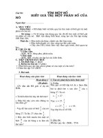 TIẾT 98 - TÌM MỘT SỐ KHI BIẾT GIÁ TRỊ PHÂN SỐ CỦA NÓ