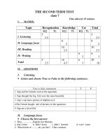 đề thi học kì II môn Tiếng Anh lớp 7