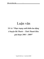 Đề tài “Thực trạng xuất khẩu lao động ở huyện Bá Thước – Tỉnh Thanh Hóa giai đoạn 2003 - 2009” potx