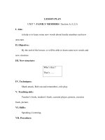 Giáo án Tiếng anh lớp 3 - LESSON PLAN UNIT 7: FAMILY MEMBERS / Section A (1,2,3) ppt