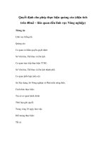 Quyết định cho phép thực hiện quảng cáo (diện tích trên 40m2 – liên quan đến lĩnh vực Nông nghiệp) docx