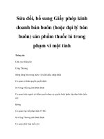 Sửa đổi, bổ sung Giấy phép kinh doanh bán buôn (hoặc đại lý bán buôn) sản phẩm thuốc lá trong phạm vi một tỉnh docx