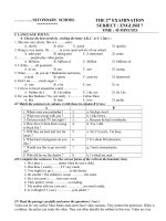 Đề Kiểm tra Học kỳ II môn Tiếng Anh khối 7