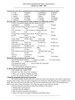 Đề + đáp án Tiếng Anh 8 HK I 2009 - 2010