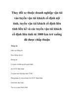 Thay đổi xe thuộc doanh nghiệp vận tải vào tuyến vận tải khách cố định nội tỉnh, tuyến vận tải khách cố định liên tỉnh liền kề và các tuyến vận tải khách cố định liên tỉnh từ 1000 km trở xuống đã được chấp thuận docx