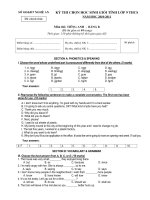 Đề thi HSG Nghệ An 2011  Tiếng Anh 9  Bảng B