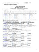 Đề & đáp án thi thu ĐH lân 2- mã đề 002