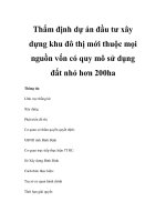 Thẩm định dự án đầu tư xây dựng khu đô thị mới thuộc mọi nguồn vốn có quy mô sử dụng đất nhỏ hơn 200ha ppt