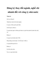 Đăng ký thay đổi ngành, nghề chi nhánh đối với công ty nhà nước pptx