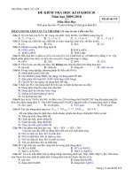 đề kiểm tra học kì II khối 10 Mã 519(thi tập trung gồm 8 mã đề- có đ/a)