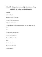 Cấp Giấy chứng nhận doanh nghiệp Khoa học và Công nghệ (Đối với trường hợp thành lập mới) doc