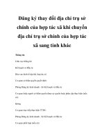 Đăng ký thay đổi địa chỉ trụ sở chính của hợp tác xã khi chuyển địa chỉ trụ sở chính của hợp tác xã sang tỉnh khác potx
