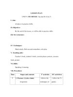 Giáo án Tiếng anh lớp 3 - LESSON PLAN UNIT 9: MY HOUSE / Section B (4,5,6,7) pot