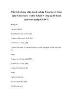 Cấp Giấy chứng nhận doanh nghiệp Khoa học và Công nghệ (Chuyển đổi tổ chức KH&CN công lập để thành lập doanh nghiệp KH&CN) potx