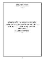 Đề cương ôn tập HK2 (2009-2010) lớp 6 - 9 môn