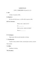 Giáo án Tiếng anh lớp 3 - LESSON PLAN UNIT 12: OUR TOYS / Section B (1,2,3) pdf