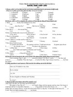 Đề + đáp án Tiếng Anh 6 HK I 2009 - 2010