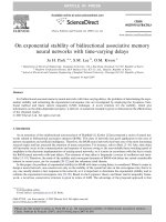 On exponential stability of bidirectional associative memory neural networks with time-varying delays ppt