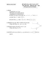 Đề thi HSG$ ĐÁP ÁN môn Toán 7 năm học 2003-2004