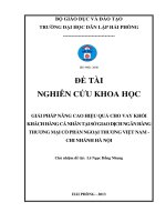 Đề tài nghiên cứu khoa học giải pháp nâng cao hiệu quả cho vay khối khách hàng cá nhân tại sở giao dịch ngân hàng thương mại cổ phần ngoại thương việt nam chi nhánh hà nội