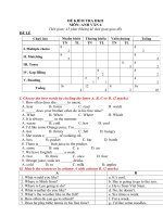 Đề Kiểm tra Học kỳ II môn Tiếng Anh khối 6_Đề lẻ