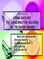 CHÍNH SÁCH NỢ TÁC ĐỘNG NHƯ THẾ NÀO ĐẾN GIÁ TRỊ DOANH NGHIỆP pot